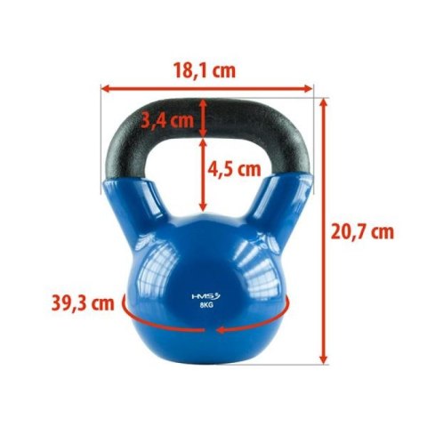 Kettlebell żeliwny pokryty winylem HMS KNV08 BLUE