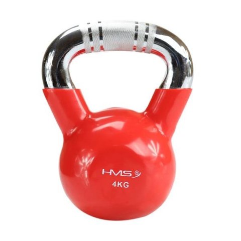 Kettlebell żeliwny uchwyt chrom radełkowany HMS KTC10 RED