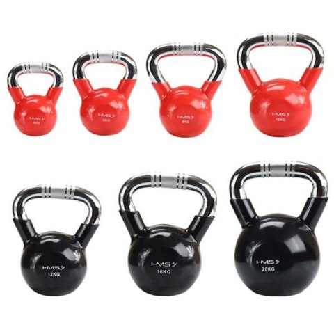 Kettlebell żeliwny uchwyt chrom radełkowany HMS KTC10 RED