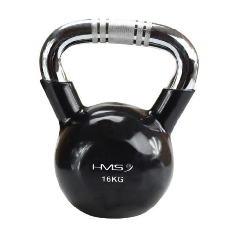 Kettlebell żeliwny uchwyt chrom radełkowany HMS KTC16 BLACK