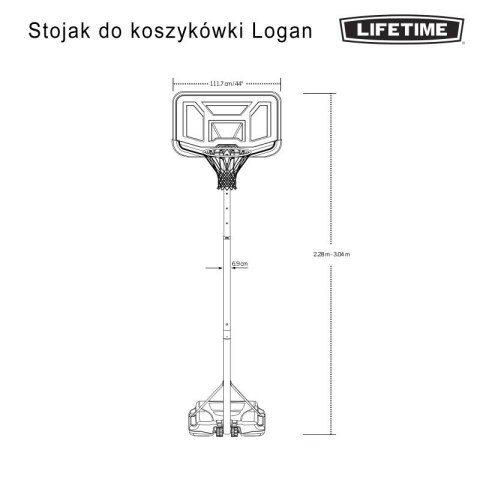 Stojak do koszykówki Lifetime 44" LOGAN 90819