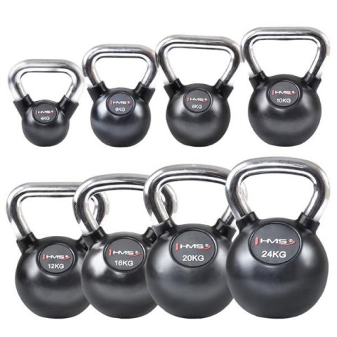 Kettlebell żeliwny uchwyt chrom ogumowany HMS KGC24